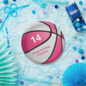 Assiettes En Carton fête d'anniversaire de basket-ball rose (Fête)