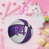 Assiettes En Carton fête d'anniversaire de basket blanc violet (Fête)