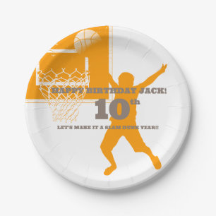 Assiettes En Carton Fête d'anniversaire de basket personnalisée