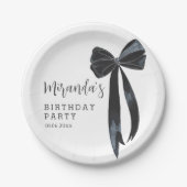 Assiettes En Carton Fête d'anniversaire de Black Bow (Devant)