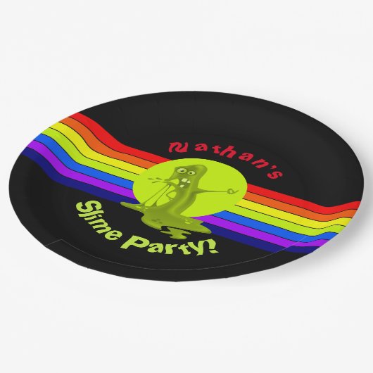 Assiettes En Carton Fête d'anniversaire de boue d'arc-en-ciel (Angle)