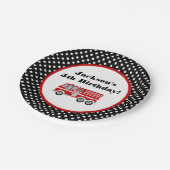 Assiettes En Carton Fête d'anniversaire de camion de pompiers (Angle)