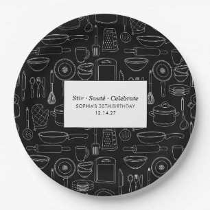 Assiettes En Carton Fête d'anniversaire de chef de cuisine moderne élé