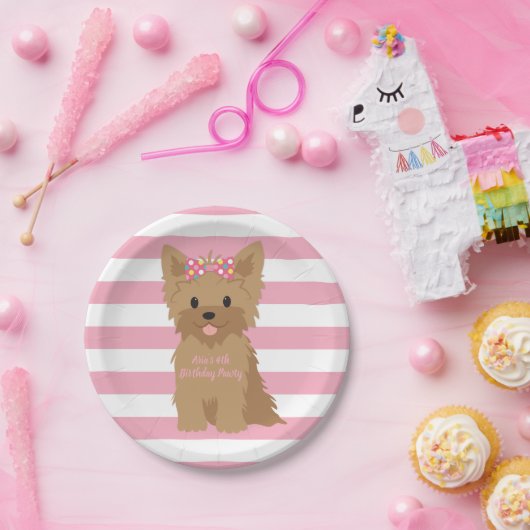 Assiettes En Carton Fête d'anniversaire de chiot de fille II (Fête)