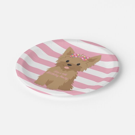 Assiettes En Carton Fête d'anniversaire de chiot de fille II (Angle)