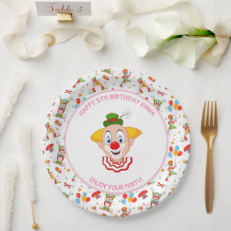 Assiettes En Carton Fête d'anniversaire de clown personnalisée Amuseme