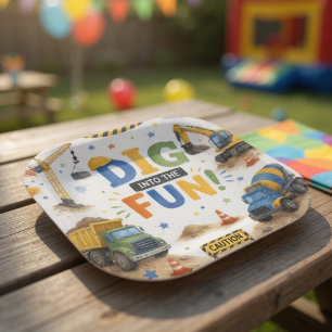 Assiettes En Carton Fête d'anniversaire de construction Creusez dans