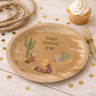 Assiettes En Carton Fête d'anniversaire de cow-boy de l'Ouest sauvage