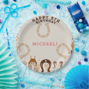 Assiettes En Carton Fête d'anniversaire de cow-boy de pays occidental