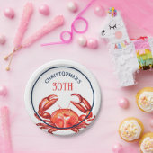 Assiettes En Carton Fête d'anniversaire de crabe d'été 30ème (Fête)
