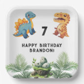Assiettes En Carton Fête d'anniversaire de Dinasaur Kid (Recto)