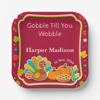 Assiettes En Carton Fête d'anniversaire de dinde funky Gobble Till You