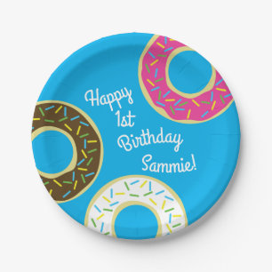 Assiettes En Carton Fête d'anniversaire de Donut