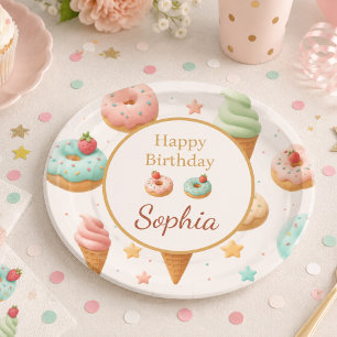 Assiettes En Carton Fête d'anniversaire de douceurs pastel