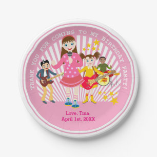 Assiettes En Carton Fête d'anniversaire de fille de vedette de pop