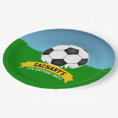 Assiettes En Carton Fête d'anniversaire de football (Angle)