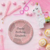 Assiettes En Carton fête d'anniversaire de football féminin rose (Fête)