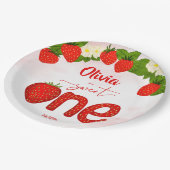 Assiettes En Carton Fête d'anniversaire de fraise sucrée imprimée (Angle)