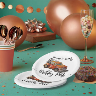 Assiettes En Carton Fête d'anniversaire de garçons avec dépanneuse