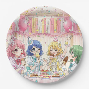 Assiettes En Carton Fête d'anniversaire de glace de jolie fille d'anim