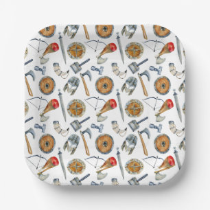 Assiettes En Carton Fête d'anniversaire de guerrier Viking thème nordi