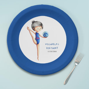 Assiettes En Carton Fête d'anniversaire de gymnastique pour fille aux