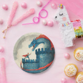 Assiettes En Carton Fête d'anniversaire de Knight et Dragon sans peur (Fête)