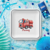 Assiettes En Carton Fête d'anniversaire de la camionnette rouge (Fête)