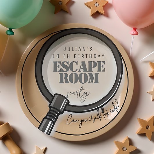 Assiettes En Carton Fête d'anniversaire de la chambre d'évasion
