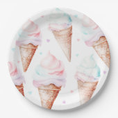 Assiettes En Carton Fête d'anniversaire de la crème glacée (Devant)