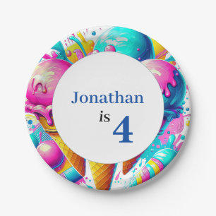 Assiettes En Carton fête d'anniversaire de la crème glglace