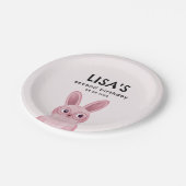 Assiettes En Carton Fête d'anniversaire de la fille avec lapin rose bé (Angle)