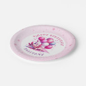 Assiettes En Carton Fête d'anniversaire de la fille Axolotl rose (Angle)