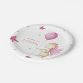 Assiettes En Carton Fête d'anniversaire de la fille Dragon rose (Angle)