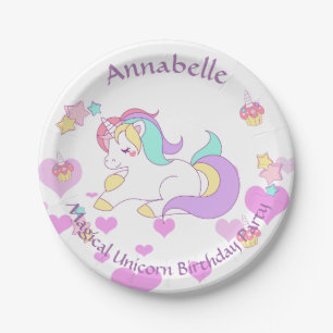 Assiettes En Carton Fête d'anniversaire de la licorne magique