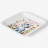Assiettes En Carton Fête d'anniversaire de la petite chatte personnali (Angulaire)