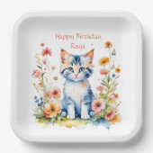Assiettes En Carton Fête d'anniversaire de la petite chatte personnali (Recto)