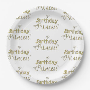 Assiettes En Carton Fête d'anniversaire de la princesse aux cœurs d'or
