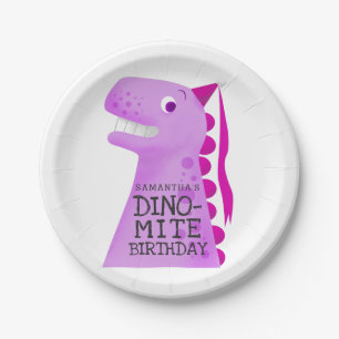 Assiettes En Carton Fête d'anniversaire de la princesse Dinosaur