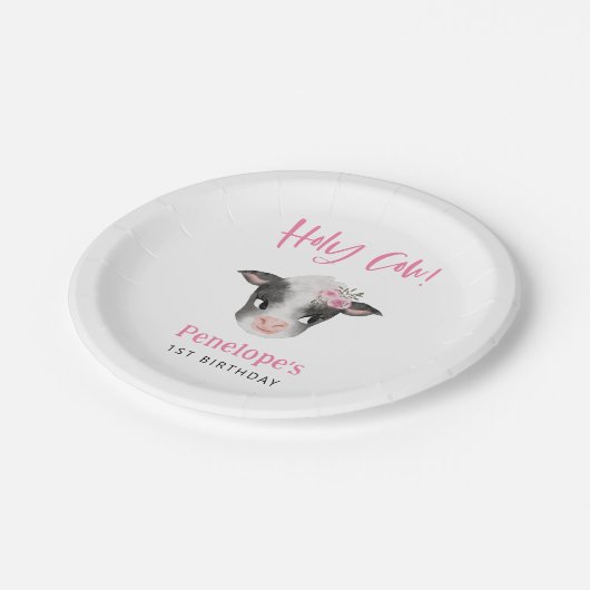 Assiettes En Carton Fête d'anniversaire de la Sainte Vache (Angle)