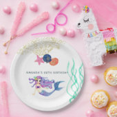 Assiettes En Carton Fête d'anniversaire de la sirène d'aquarelle (Fête)