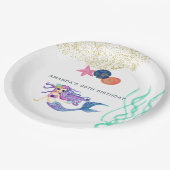 Assiettes En Carton Fête d'anniversaire de la sirène d'aquarelle (Angle)