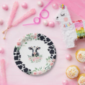 Assiettes En Carton Fête d'anniversaire de la vache rose (Fête)