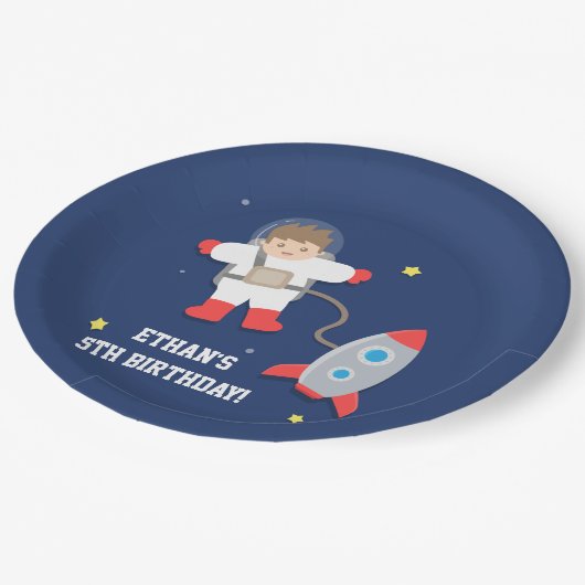 Assiettes En Carton Fête d'anniversaire de l'astronaute spatial Rocksh (Angle)