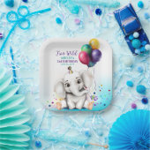 Assiettes En Carton Fête d'anniversaire de l'éléphant mignon (Fête)