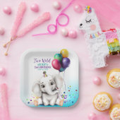 Assiettes En Carton Fête d'anniversaire de l'éléphant mignon (Fête)
