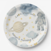 Assiettes En Carton Fête d'anniversaire de l'espace cosmique | Rockets (Devant)