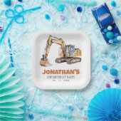 Assiettes En Carton Fête d'anniversaire de l'excavatrice du véhicule d (Fête)