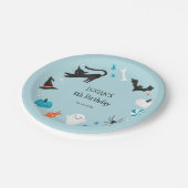 Assiettes En Carton Fête d'anniversaire de l'Halloween bleu (Angle)