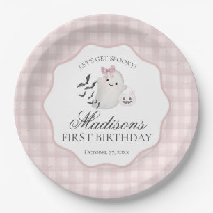 Assiettes En Carton Fête d'anniversaire de Little Boo Ghost pastel ros